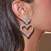 Elegant Double Heart Earrings - Shiny and Gorgeous Hollow Design Pendant Jewelry, Suitable for Formal Parties, Weddings, and Daily Wear