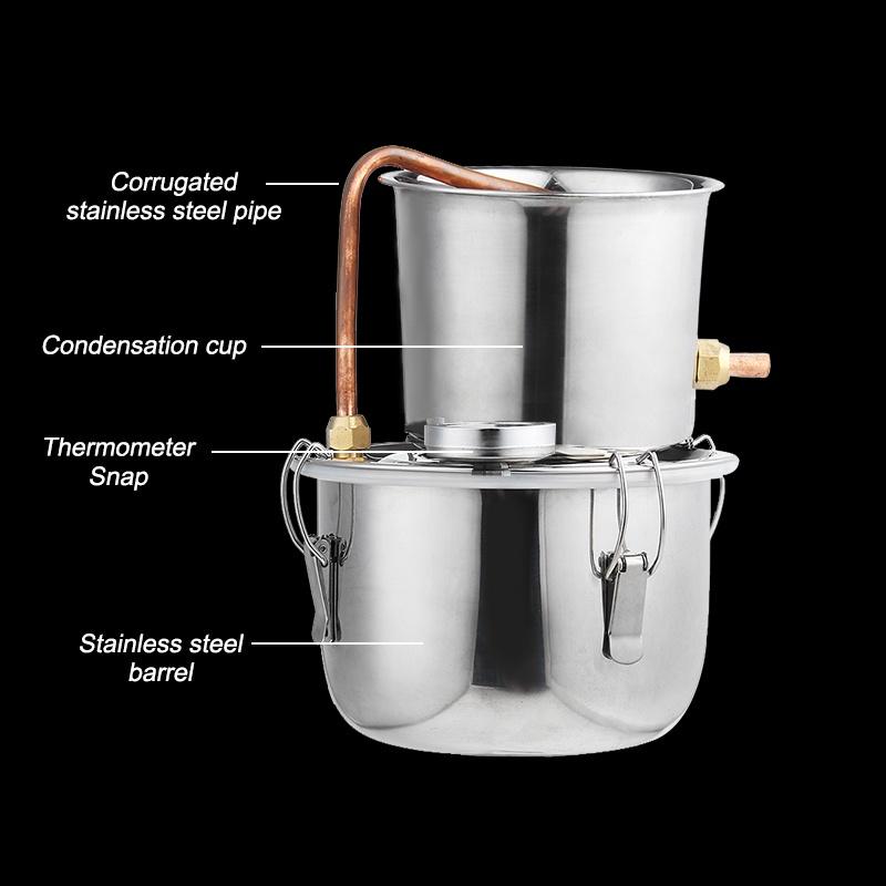 2L Stainless Copper Alcohol Whisky Water Wine Essential Oil Brewing Kit Litres Portable Home DIY Distiller Moonshine