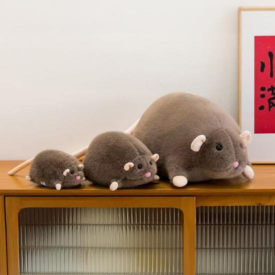 Plysjrotte Kosedyr Prankeleke Plysj Kreativ Gave Myk Kosete Realistisk Mus til Bursdag Gagg