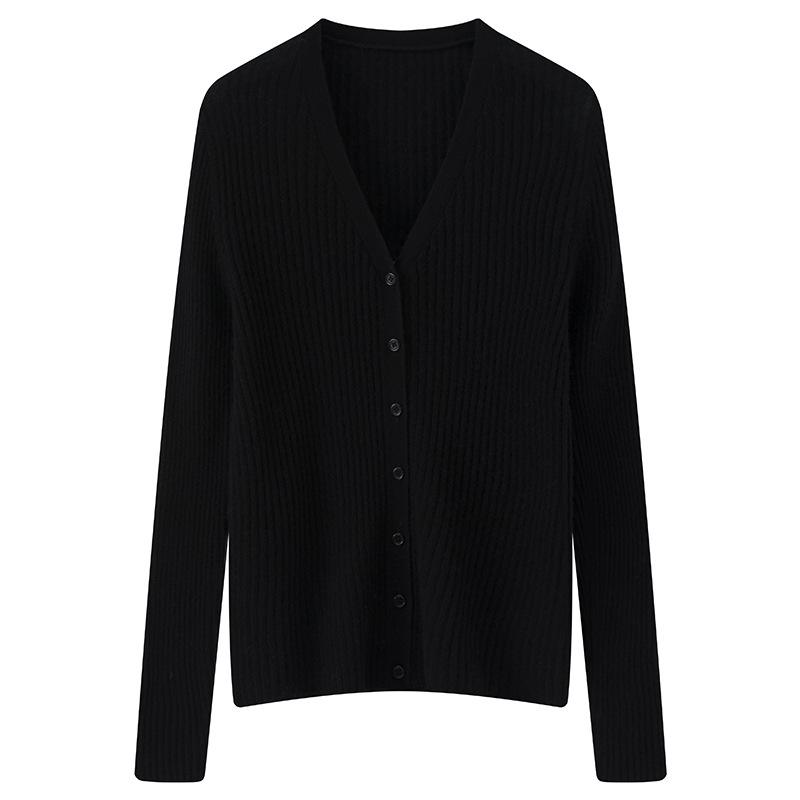 100% Pure Cashmere Women's V-Neck Cardigan – Autumn/Winter Knit Sweater Coat