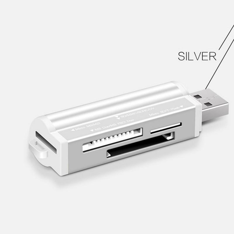 Leitor de cartão de memória multifuncional USB 2.0 de alta velocidade para T-Flash MMC Sdhc MS Pro Duo Tf M2 Memory Stick