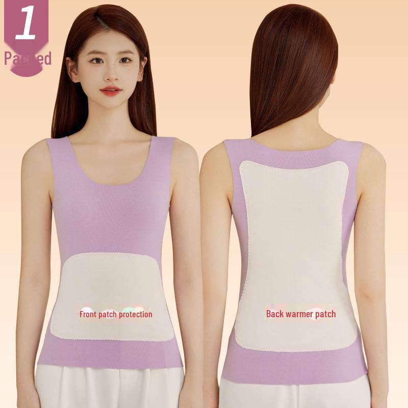 Women's Self-Heating Thermal Vest with Patches, Extra Thick Velvet, Temperature-Controlled Bottoming Layer, Warm Top Layer.