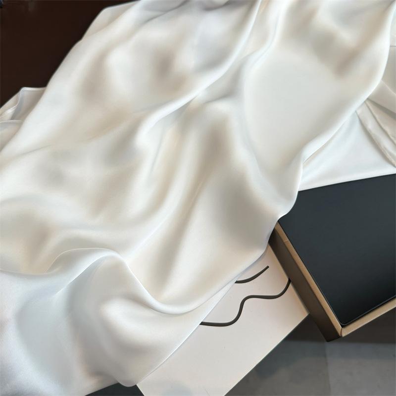 Eșarfă Lungă Culoare Solidă Femei Ușoară Atingere Mătăsoasă Șal de Plajă Wrap pentru Cap Accesoriu de Modă Șifon Stil Versatil