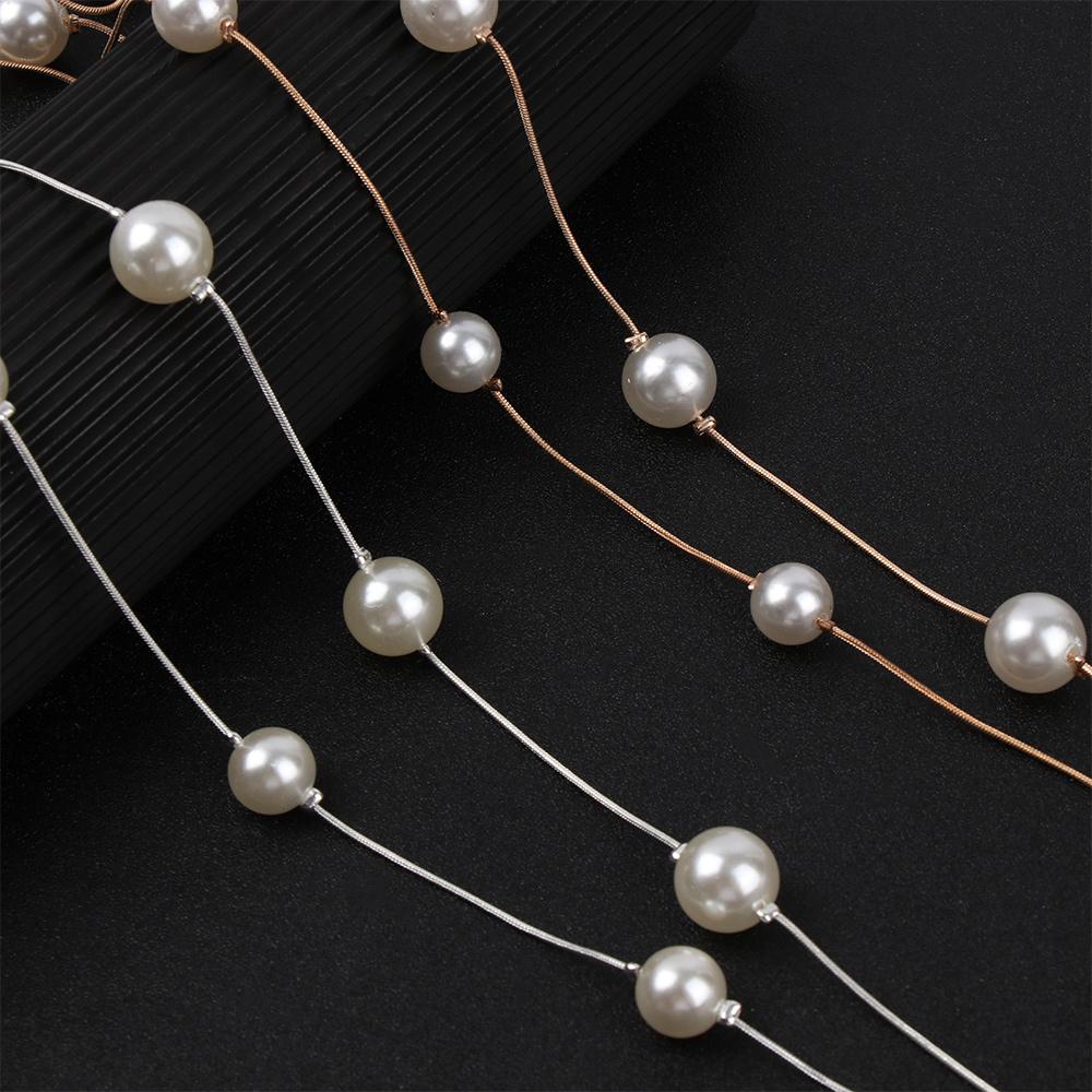 Fashion Women Multilayer Pendant Pearl Necklace Jewelry Sweater Chain
