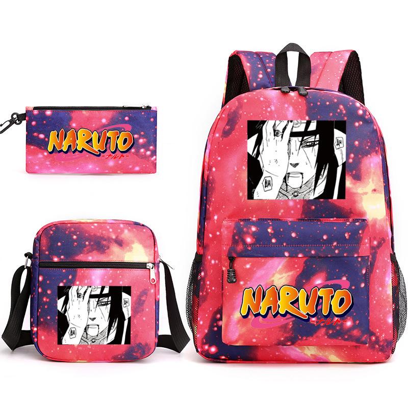 Large Capacity Schoolbag with Shoulder Strap; Student Three-piece Pencil Case Set