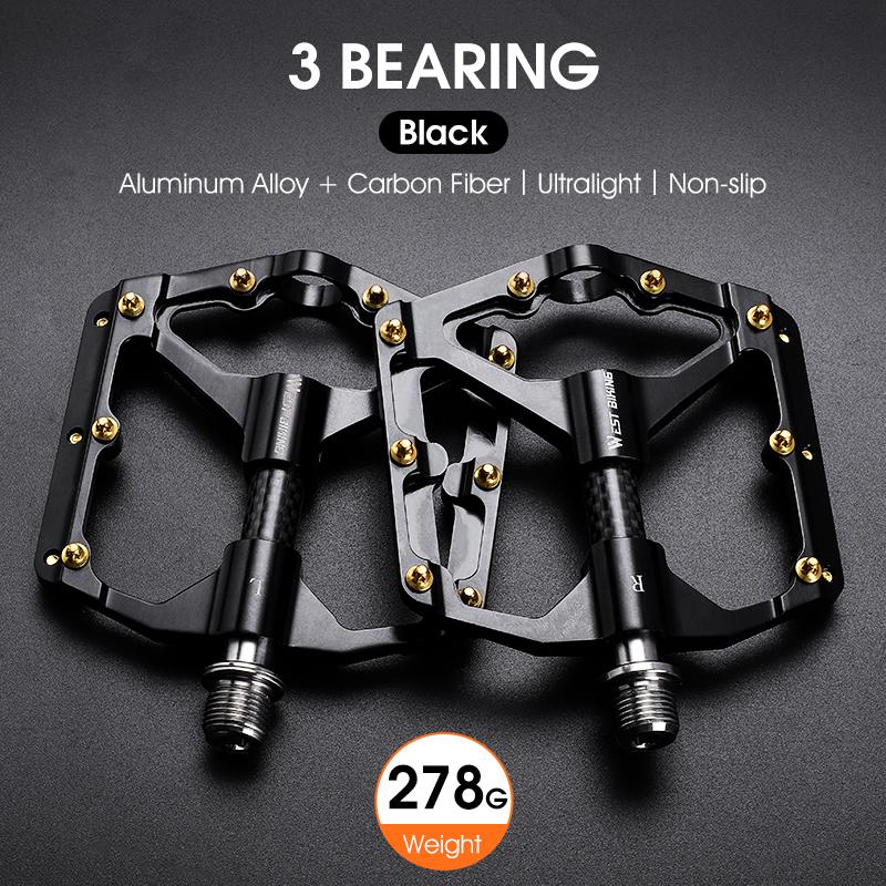 

WEST BIKING Bicycle Pedal Three Bearing MTB Road Bicycle Pedal Aluminum oy Anti Slip Universal Bicycle Accessories чорний