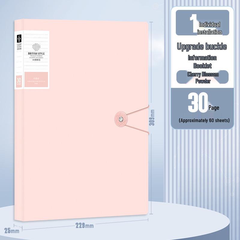 Good 6530 A4 Transparent Document Folder, 30-Page Insert Book, Essential for Back to School, Large Capacity