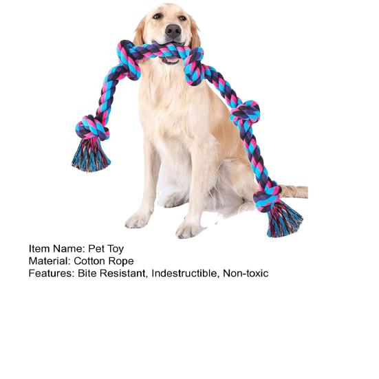 Jucărie de Crăciun pentru câini, frânghie cu 5 noduri, jucărie rezistentă de tras cu frânghie, jucărie indestructibilă pentru mestecat pentru câini cu mestecat agresiv, câini de rasă mare, curățare dentară, trasul la frânghie