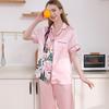 100 Mulberry Silk Pajamas Women's 11 Mmi Silk Loungewear Spring and Summer Short Sleeves and Trousers Printed Loose Two-piece Set