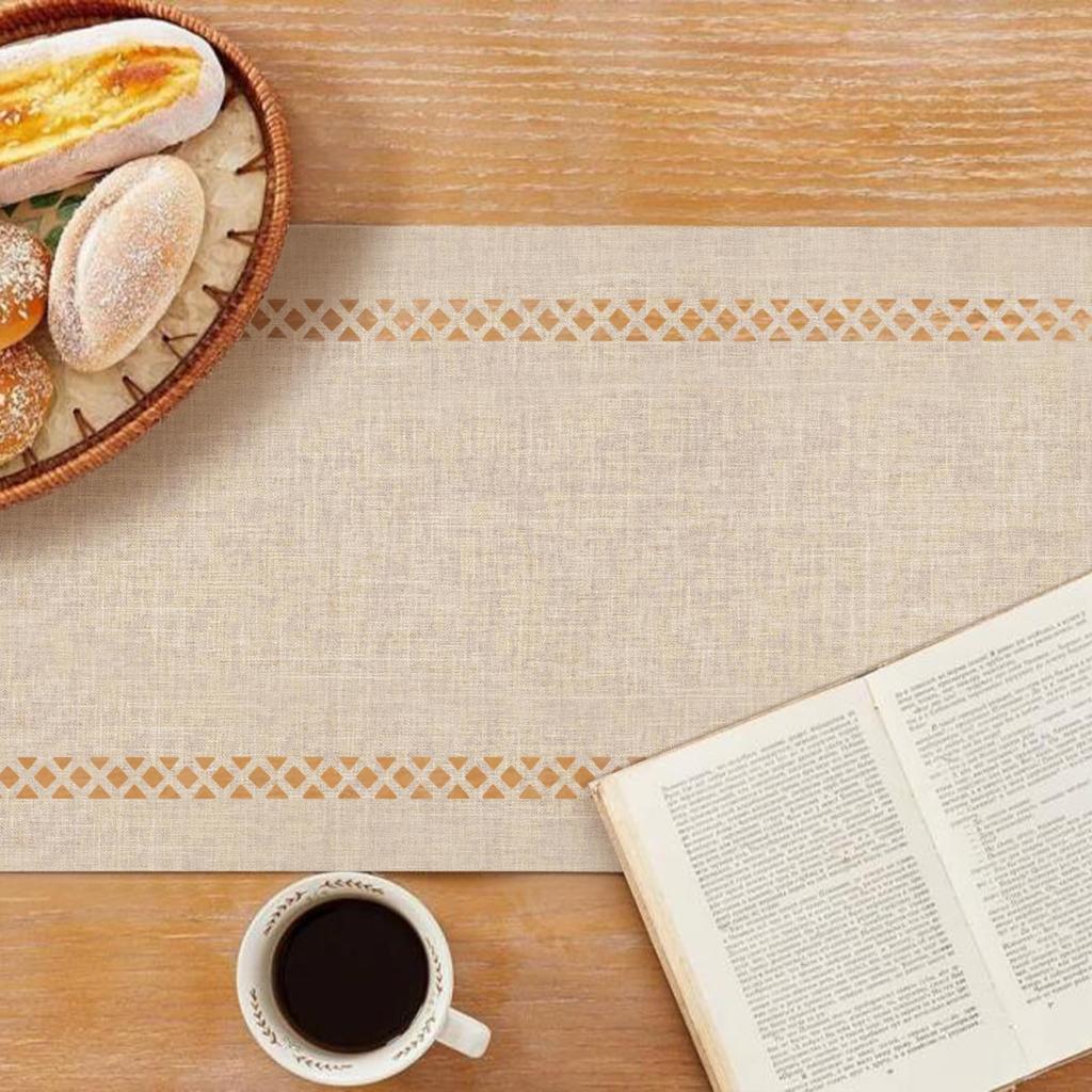 Runner da Tavolo Moderno Runner da Tavolo in Lino Lavabile Design Traforato Ideale per Decorazioni per Feste, Tavolo da Pranzo, Ristorante, Natale