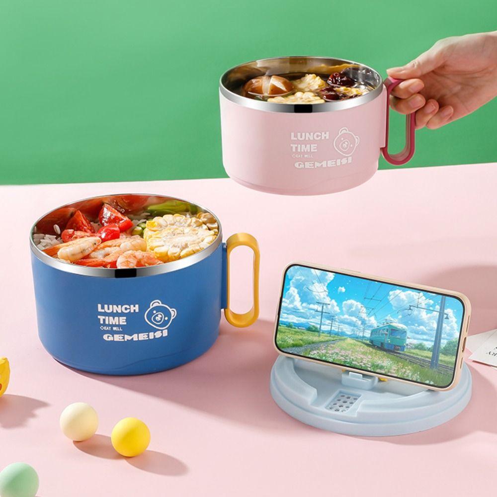 1300ML Leakproof Instant Noodle Bowl 304 Stainless Steel Udon Soup Bowl For Students, Office