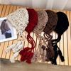 Fashion Hollowed-out Flower Bonnet Hat Hand Woven Long Tassel Knitted Ear Protection Hat Windproof Pullover Hat