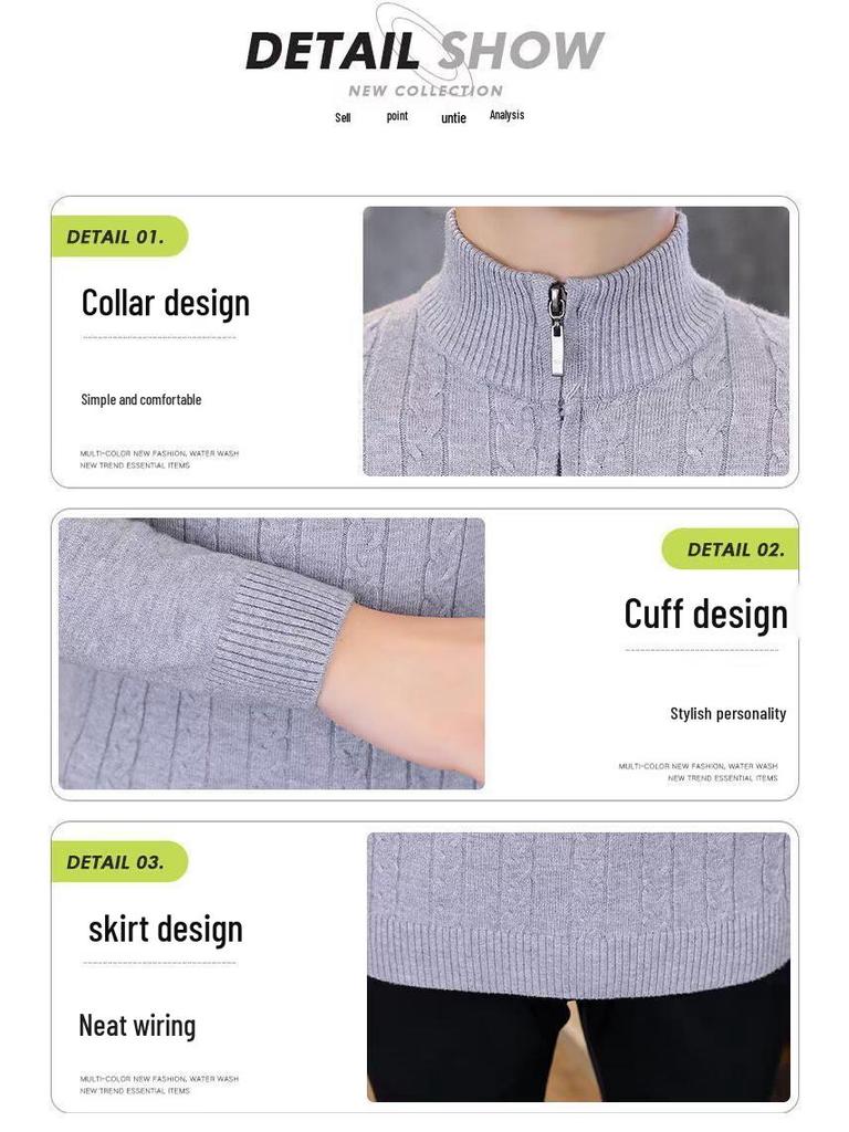 Men's 2025 Cable Knit Half-Zip Sweater - Casual Versatile Stand Collar Knitwear