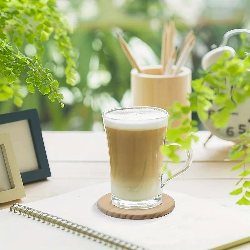 Ensemble de 5 Sous-verres Ronds en Bois Non Finis pour Loisirs Créatifs DIY et Décoration de Maison - Diamètre 4 Pouces, Matériau Bois Naturel, Parfait F