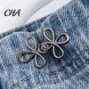 No Nail Waist Buckle Six-Leaf Pants Tightener Button, Detachable Loose Jeans Button Pin, Easy Sewing Required Clothing Accessories