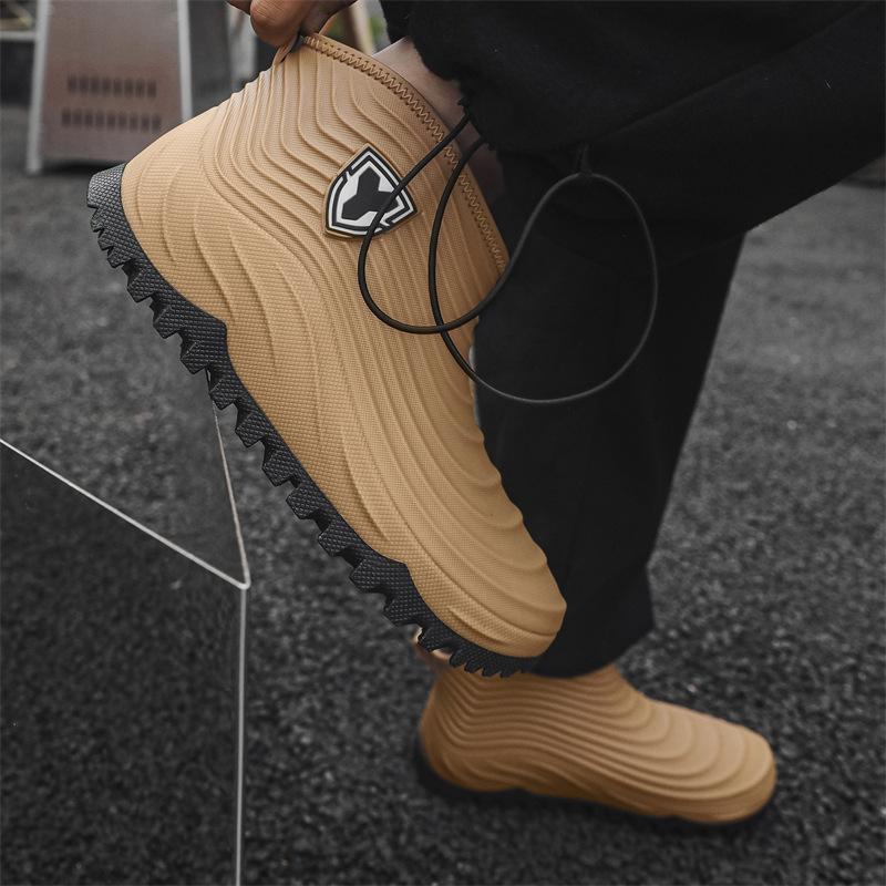 Stijl Mode Regenlaarzen Korte Schacht Heren Antislip Slijtvast Zeevissen Waterschoenen Plus Velvet Waterdichte Regenlaarzen