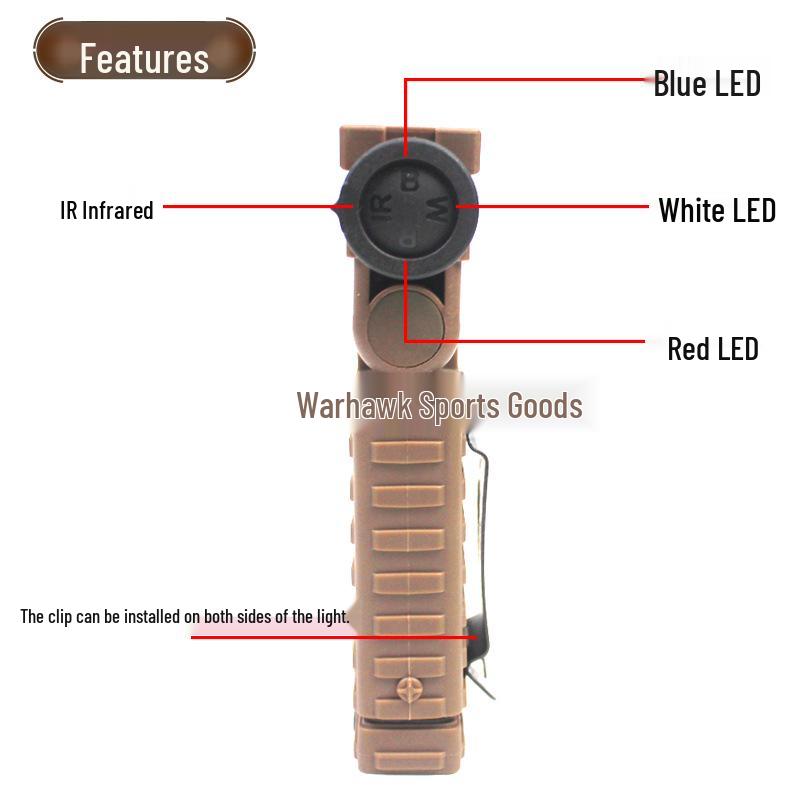 Rattlesnake Multicolor Tactical Signal Headlamp: Hands-Free, Waterproof, IR, White, Red, Blue Lights for Outdoor Use.