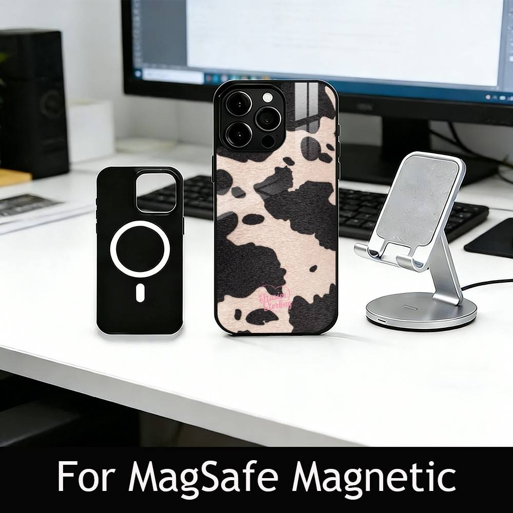 Cow print Phone Case For iPhone17,16,15,14,13,12,11 Plus,Pro Magnetic For Magsafe Wireless Charging