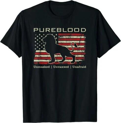 Pureblood Movement #Pureblood Medical Freedom Lion USA Flag Unisex T-Shirt sale@ Unisex T-Shirt L