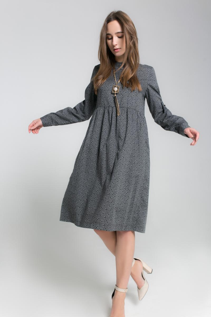 

Відрізна сукня зі складанням вище талії в квітковий принт 38 темно-сірий колір