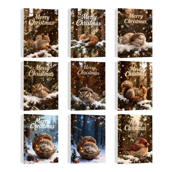 2025 Ozdoby Żołędzi Zwierzęta Leśne Kalendarz Adwentowy 2D Akrylowy Przytulny Las Zestaw Ozdób Świątecznych Szyszka Zwierzę Odliczanie Dekoracja na Choinkę