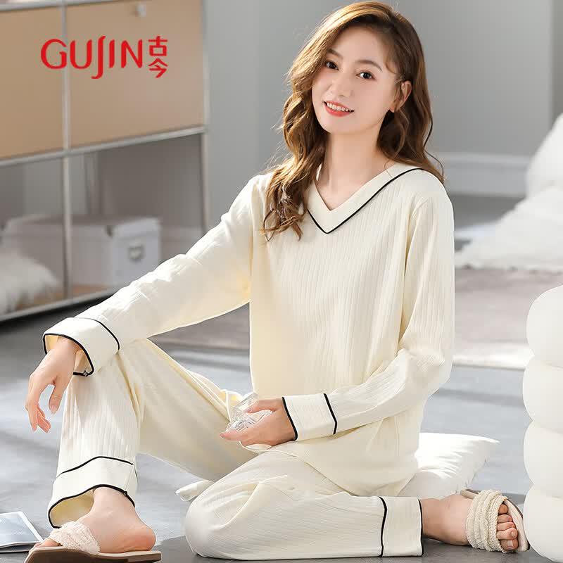 GUJIN Women s 100% Cotton V-Neck Loungewear Set XL