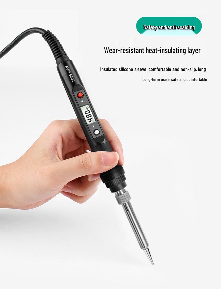 80W Digital Display Adjustable Temperature Soldering Iron for Household Use - Internal Heating & Constant Temperature.