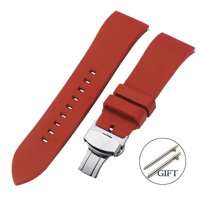 Quick Relase Silicone Rubber Watch Strap 18mm 19mm 20mm 22mm 24mm Sports Watchband Butterfly Clasp Watch Strap Black Brown Red