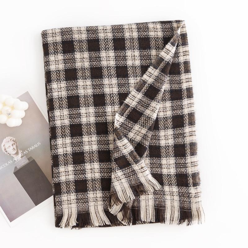 Damen Schal mit Schachbrettmuster, Modischer Pendler-Imitationskaschmirschal, Schlichter Business-Schal, Warmer und Kältebeständiger Schal