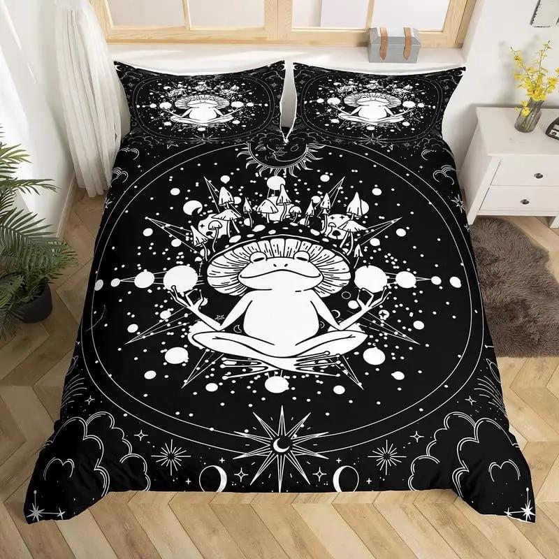 

Comforter Cute Mushroom Microfiber Sun And Moon Bedding Set Exotic Bohemian Frog Comforter Set Twin Queen For Boys Teens Comforter (quilt)-EU Single(135*200cm)3pcs