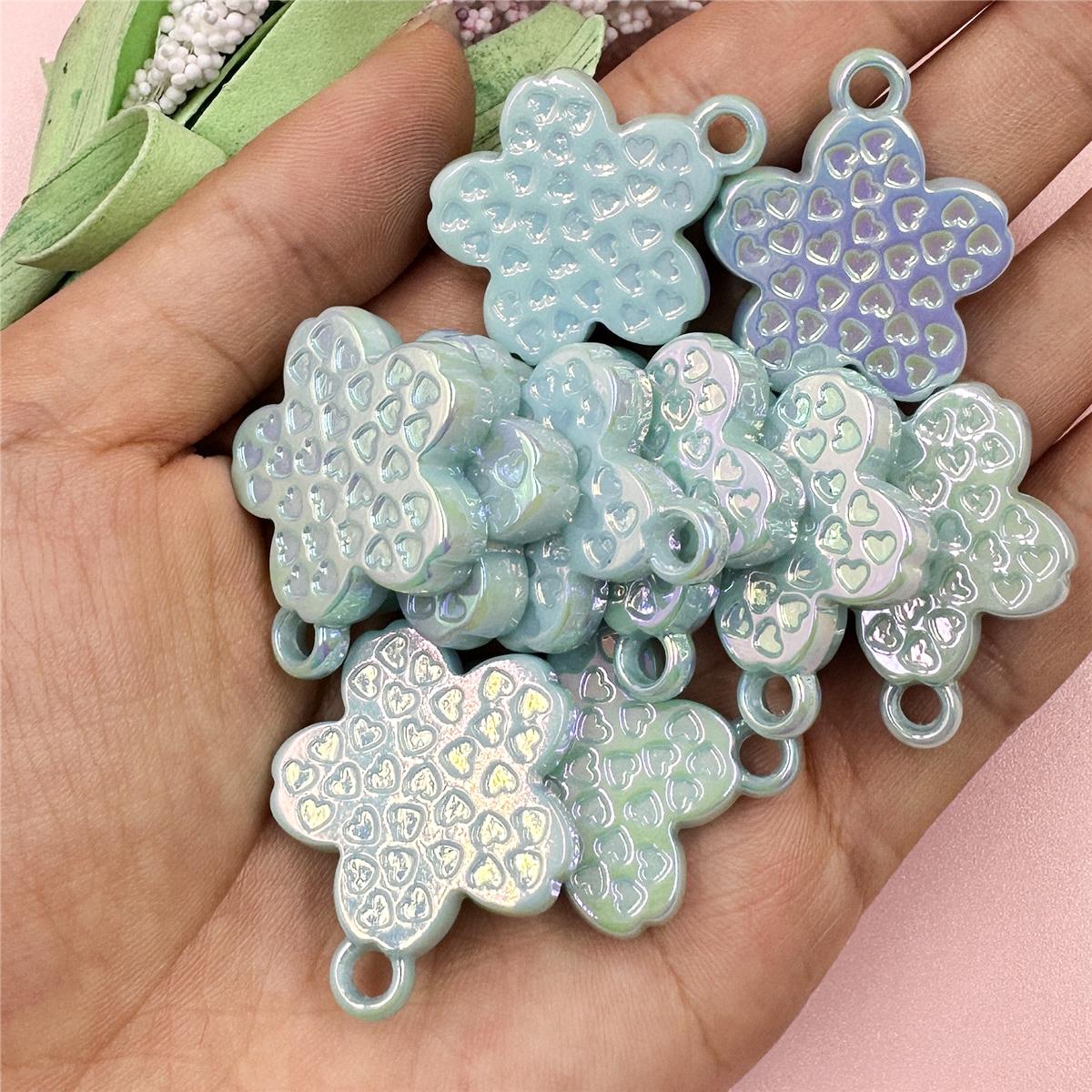 

Акриловые аксессуары, бусины-лепестки, креативные подвески в форме сердца и цветов ручной работы для ожерелья, брелок, материал, изысканные аксессуары для изготовления ювелирных изделий своими руками светло-синий