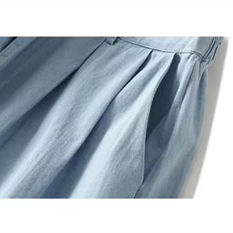 Koreanischer langer Rock Damenmode Hohe Taille Retro Midi A-Linie Jeansröcke Blau Sonne Schule