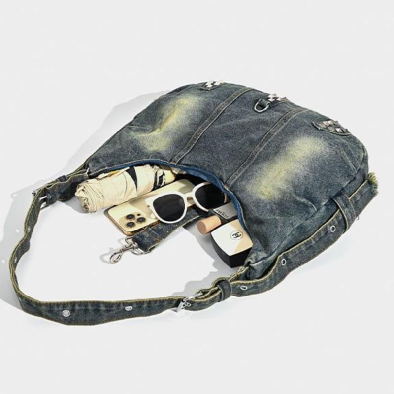 JIAERDI Retro Large Capacity Denim Tote Bag Women Fashionable Casual Crossbody Bags Handbag Ladies Vintage Shoulder Bags 2025