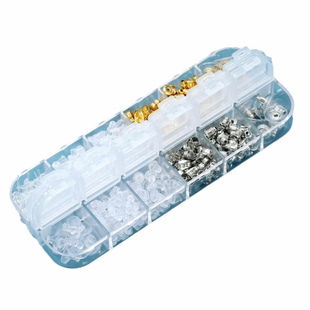 600 Pezzi/Set Tappi Posteriori per Orecchini a Perno Kit 12 Stili Trasparenti Tappi Posteriori in Silicone Morbidi Ipoallergenici