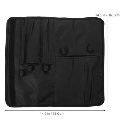 Sac de rangement pour couteaux imperméable en tissu Oxford noir avec compartiments intérieurs, étui enroulable, support de cuisine, organisateur de couverts, voyage