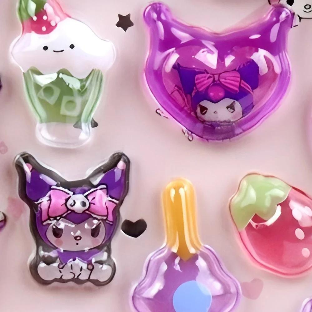 מדבקות תלת-ממד זוהרות חמודות של סנריו קוואי לבנות קורומי קינמונרול מיי מלודי מדבקות קריסטל חבילות מדבקות קישוט לילדים