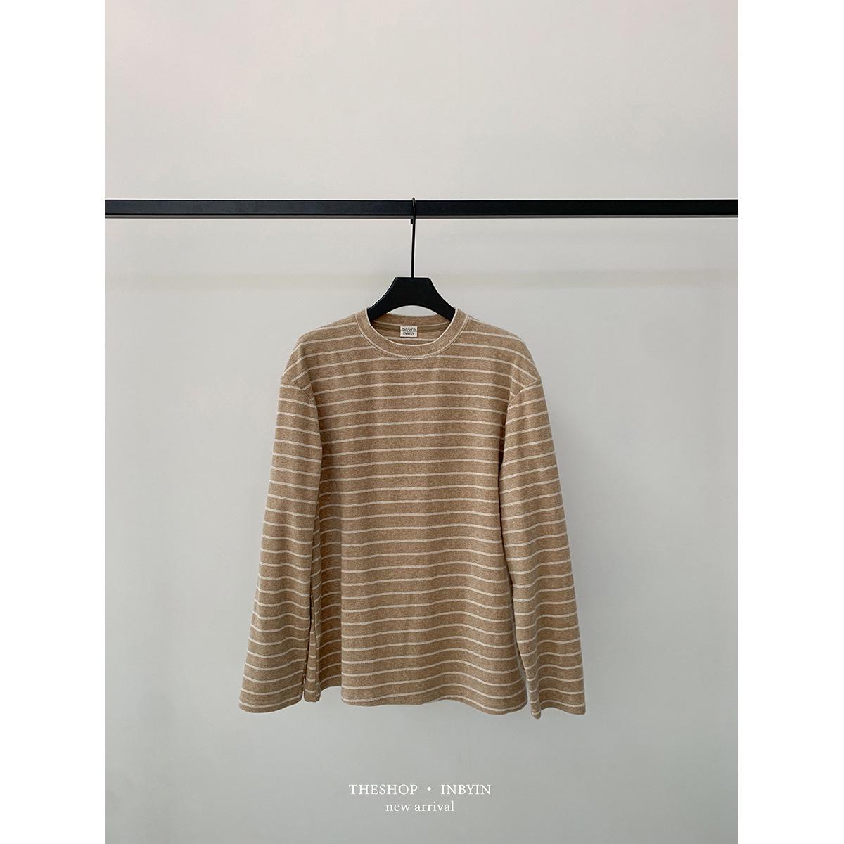 

Yi En Ou Korean Style Striped Women s Long Sleeve T-shirt - 2025 Casual Round Neck One Size верблюд