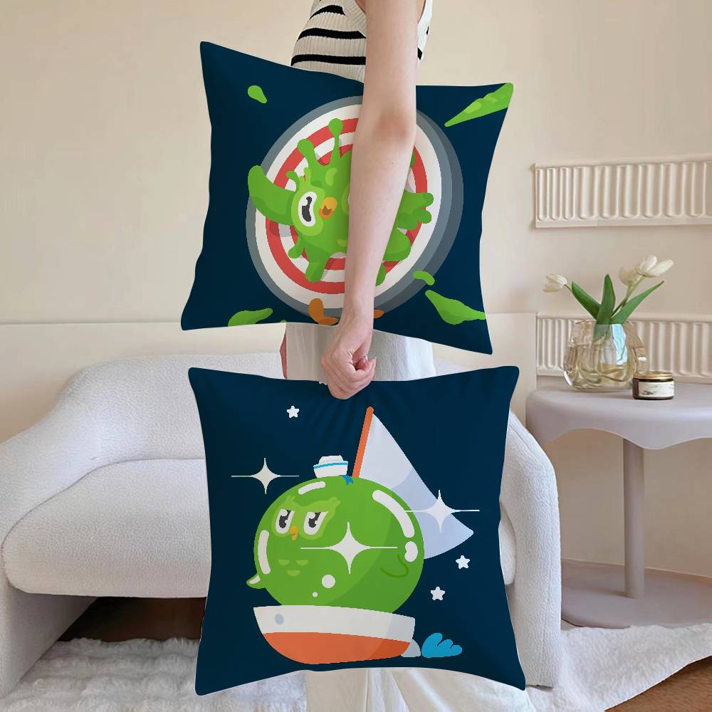 Cute Cartoon D-Duolingos Pillow Case Silky elegant Comfort Sofa Bed Invisible zipper Beach pillowcase