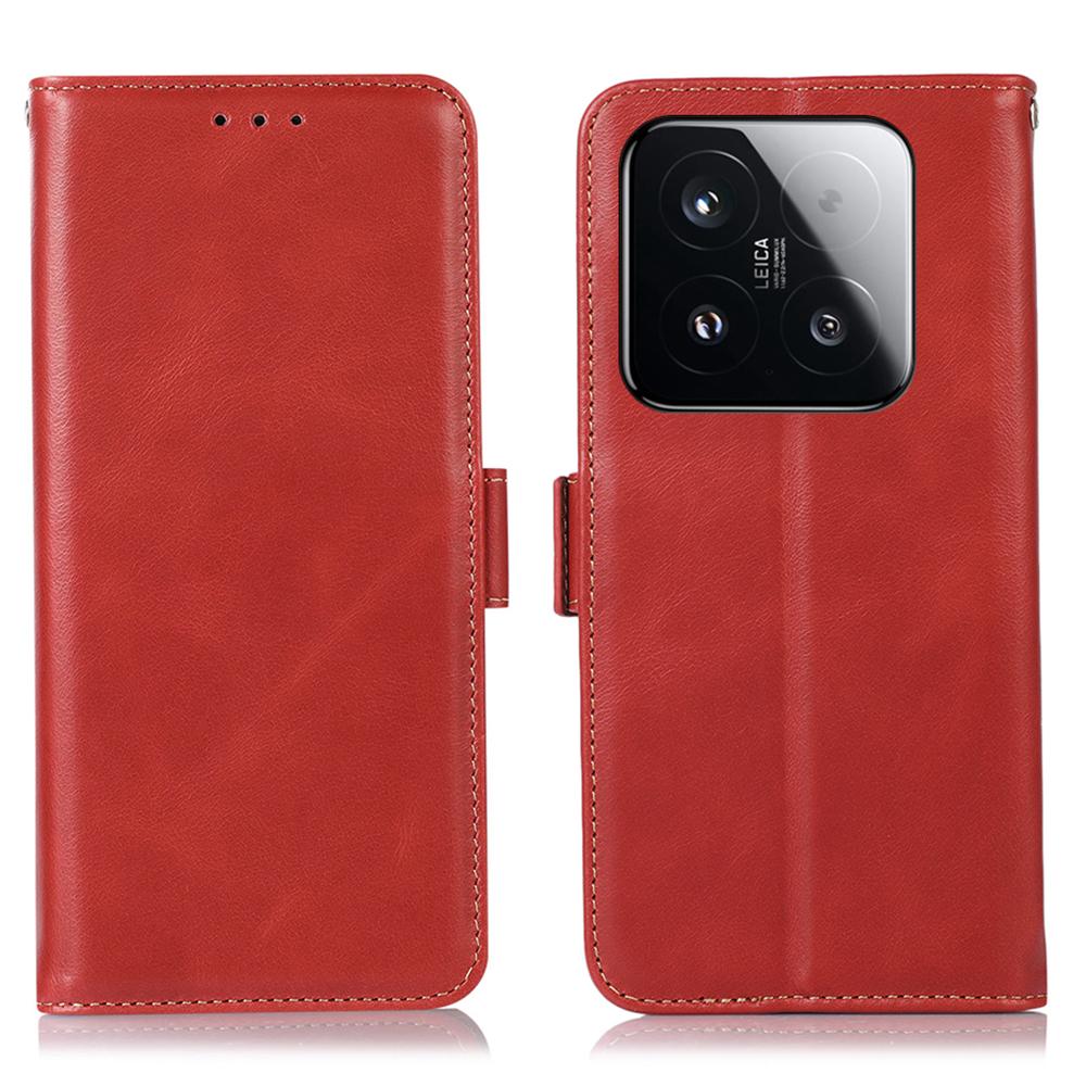 

For Xiaomi 15T Case RFID Blocking Genuine Cow Leather Wallet Phone Cover