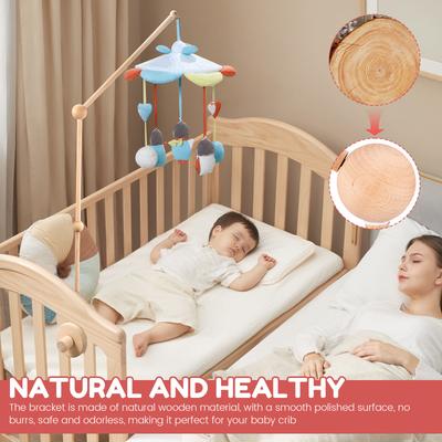 Baby Bed Bell Toy Holder Crib Bed Bell Wooden Bracket Baby Mobile Hanging Rattles Toy Holder Decorative Accessories Arm Bracket