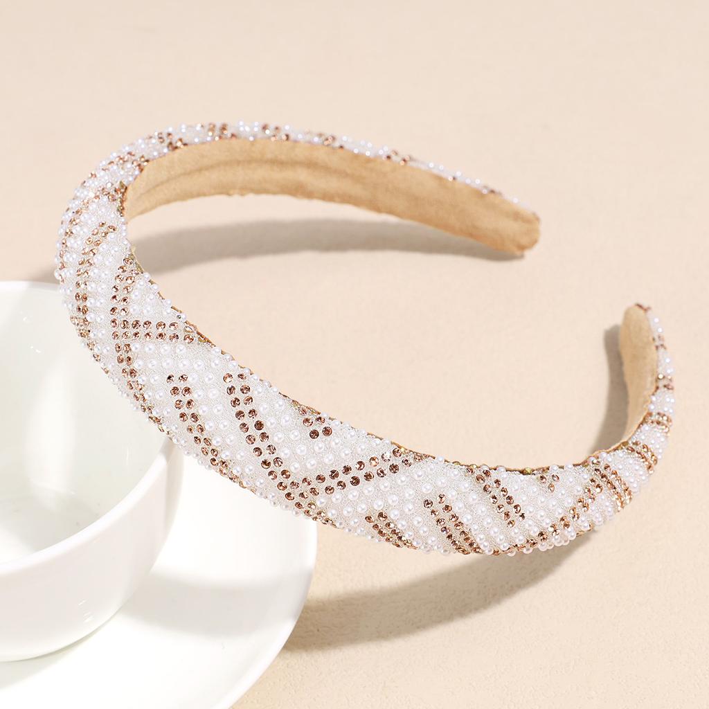 1pc imitation pearl wide-brimmed hairband,high-end feeling, high crown top, elegant and simple, fashionable, rhinestone hairband