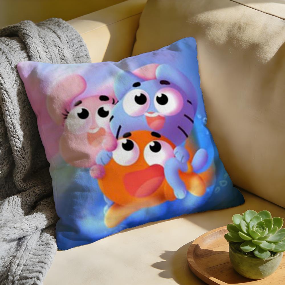 Cushion Cover Washed Linen Soft Breathable Decorative Case For Sofa Home Cartoon GGumball DDarwin Pillow cover