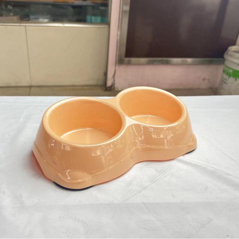 Melamine Oblique Mouth Pet Bowl for Cats and Dogs - Double Bowl with Neck Protection