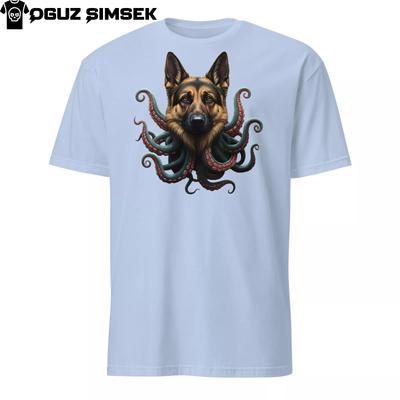 Unisex Softstyle T-Shirt Mens Womens Tees Top | German Shepherd-Octopus Hybrid | Funny Sea-Dog Design