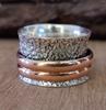 Hammered Silver Solid 925 Sterling Silver Designer Spinner Ring, Meditation Ring