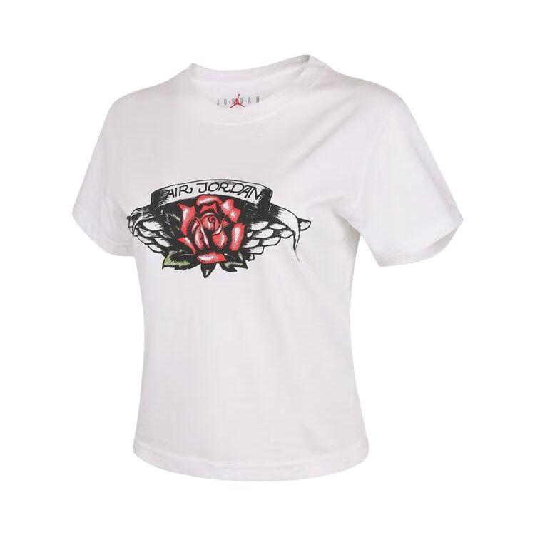 Jordan GFX T Shirts Women s White Crew Neck Moderate HV0219-100 S