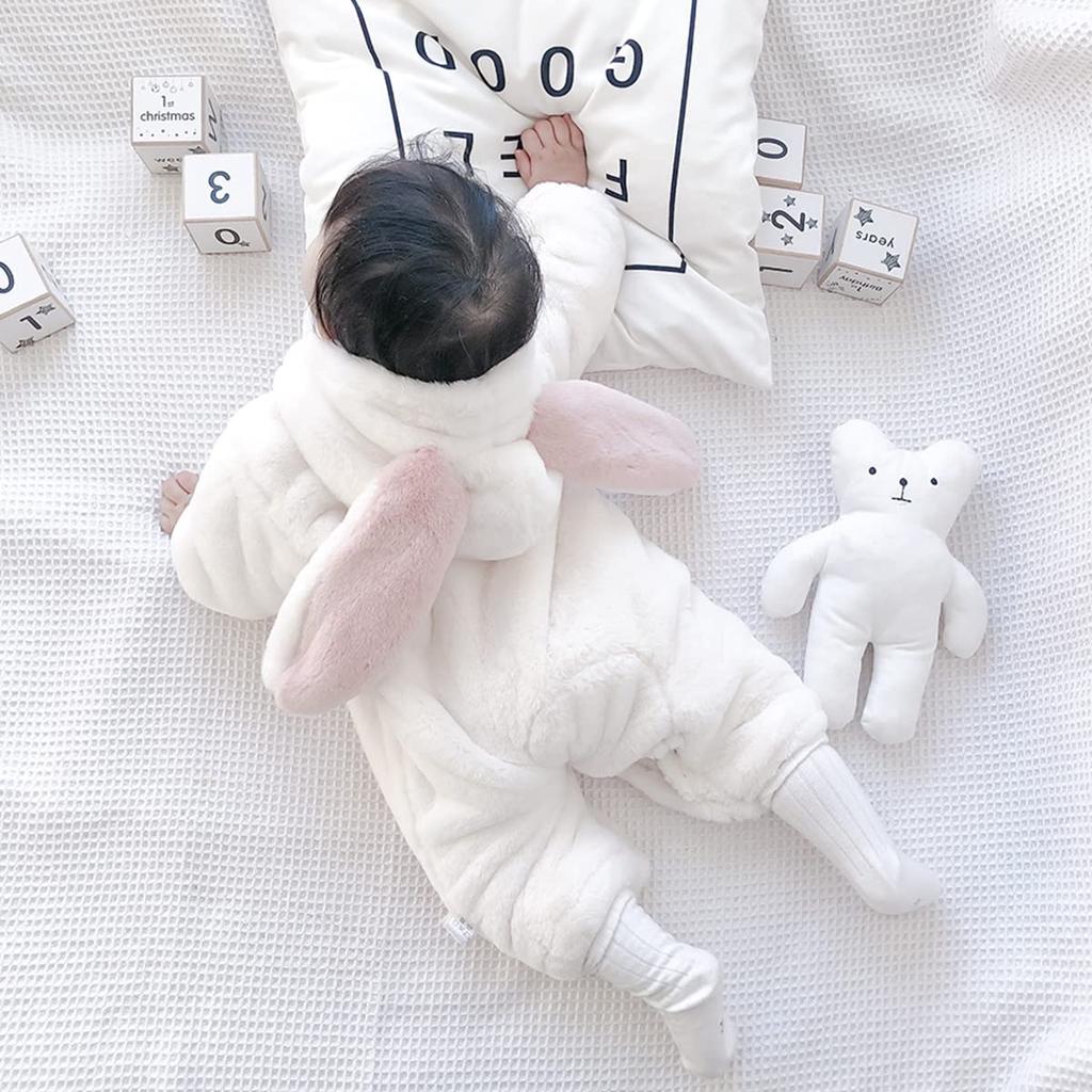 Cold Hooded Fluffy Winter Rabbit Baby Baby Shower Girl 100th Day Present [Famuka] Coveralls, Weather, Rompers, Jumpsuits, Costumes, Costumes, Clothes,