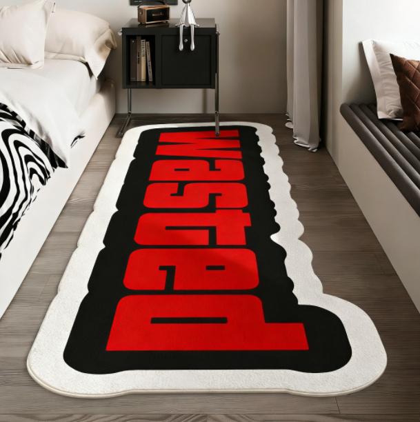 Tapis de Décoration de Chambre à Coucher de Forme Irrégulière Tapis Créatifs avec Lettres pour Salon Tapis de Sol Doux Lavable au Chevet Tapis Antidérapant pour la Maison 40x100cm