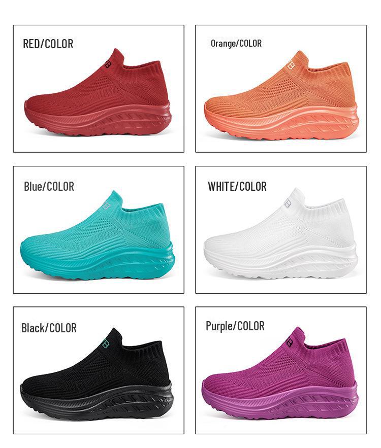 Große Damen Flyknit Atmungsaktive Freizeit Ältere Socken Schuhe