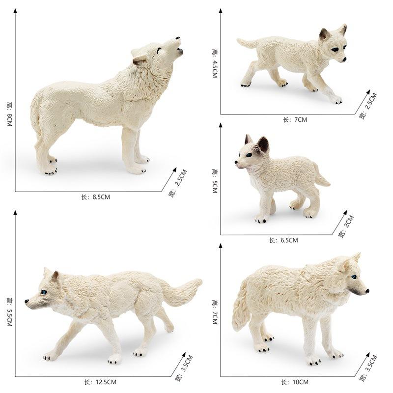 Simulation Forest Animal Arctic Wolf 5 Models White Wolf Roaring Wolf Cub Static Ornament Toy